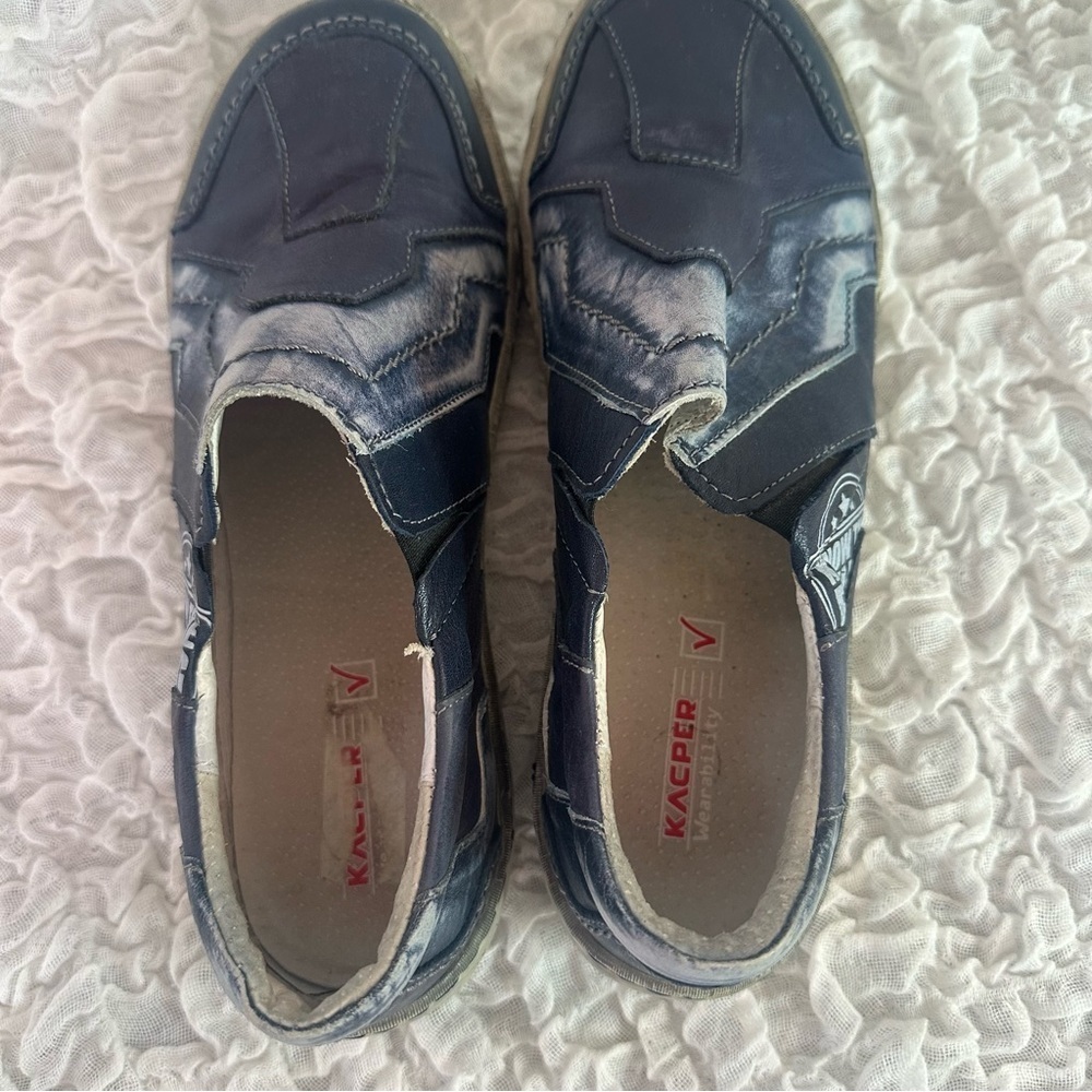 Kacper Blue Leather Distresses Shoes EU40 /US8 - Picture 7 of 13